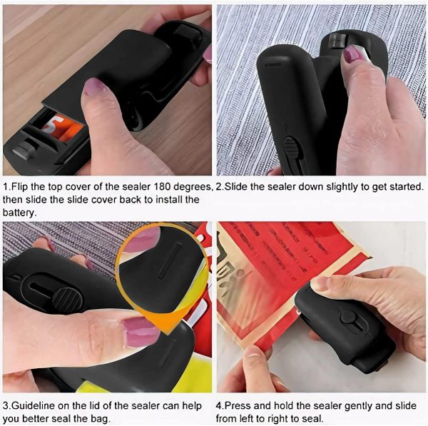 ⁦Senbos Vacuum Sealer, 2 in 1 Mini Heat Sealer & Cutter, Portable Bag Resealer Machine, Food Saver for Plastic Bags, Snack, Cookies, Fresh⁩ - الصورة ⁦4⁩