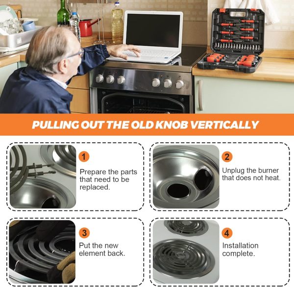 ⁦4 Pack ERS30M1 ERS30M2 Electric Stove Burner - Replacement for GE Hotpoint Kenmore,Electric Range Stove Burner Element Replacement 6"and 8" - Replaces WB30M1 and WB30M2 GE Stove Electric Burner⁩ - الصورة ⁦7⁩