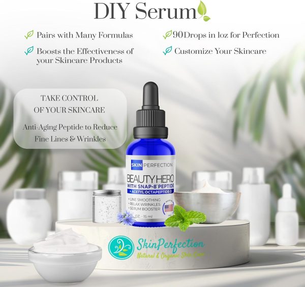 ⁦Skin Perfection Snap 8 Peptide Serum Anti-Aging Serum Booster Expression Line Wrinkles DIY Peptide Mix in any Facial Cream Crow's Feet Under-eye Wrinkle .5 oz⁩ - الصورة ⁦6⁩