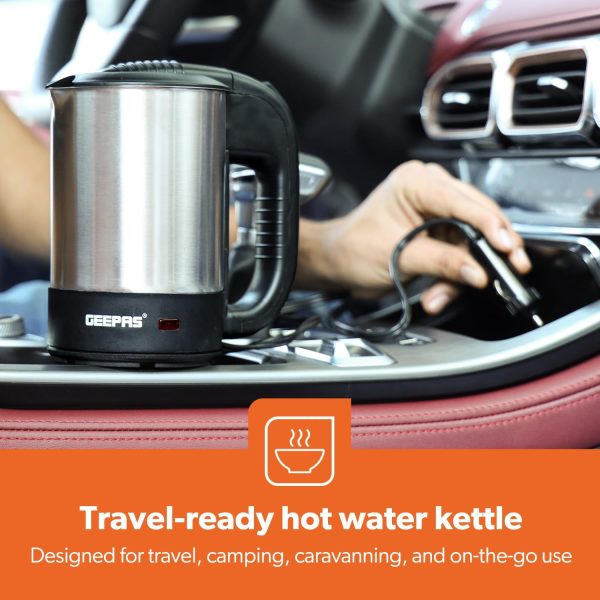 ⁦Geepas Stainless Steel Truck Kettle With 0.5L Capacity, GK38047 Concealed Heating Element Dry Boil & Overheating Protection ON/OFF Switch Indicator Light Auto Turn Off, Silver⁩ - الصورة ⁦4⁩
