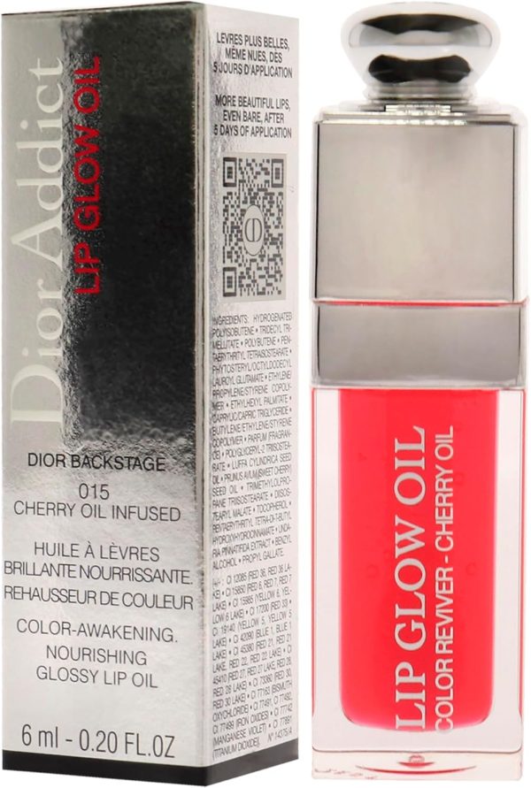 ⁦Dior Addict Lip Glow Oil - # 015 Cherry - 6ml/0.2oz⁩ - الصورة ⁦4⁩