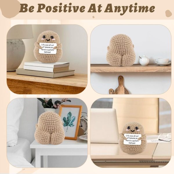 ⁦KASTWAVE Mini Funny Positive Potato, Knitted Doll with Positive Card, for Cheer Up Gifts and Party Decorations, Cute Crochet Doll for Birthday Gifts⁩ - الصورة ⁦4⁩