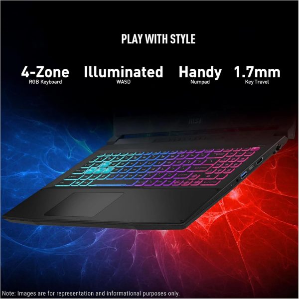 ⁦MSI Katana 15 HX Gaming Laptop, Intel i9-14900HX, 64 GB DDR5 RAM, 2 TB PCIe SSD, 15.6" QHD+ (2560x1440) 165Hz Display, Nvidia G-Force RTX 5070, 4 Zone RGB Keyboard, W11 Pro, Black⁩ - الصورة ⁦2⁩
