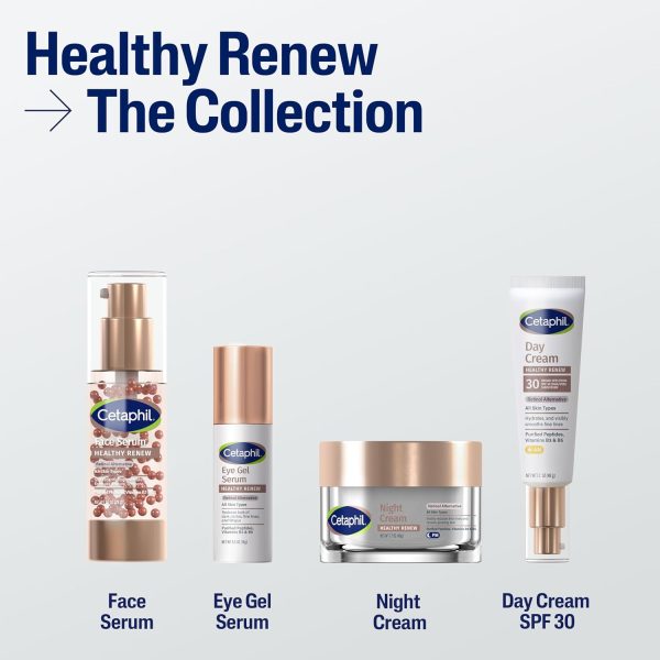 ⁦Cetaphil Healthy Renew Hydrating Eye Gel Serum 0.5 Oz, 24Hr Under Eye Cream for Anti Aging, Reduces the Appearance of Dark Circles and Wrinkles, Retinol Alternative Peptide Serum, For Sensitive Skin⁩ - الصورة ⁦6⁩