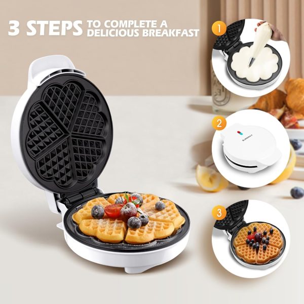 ⁦Halamodo Heart Waffle Maker - Make 5 Heart-Shaped Waffles, Nonstick, Easy to Clean, Electric Griddle Iron⁩ - الصورة ⁦5⁩