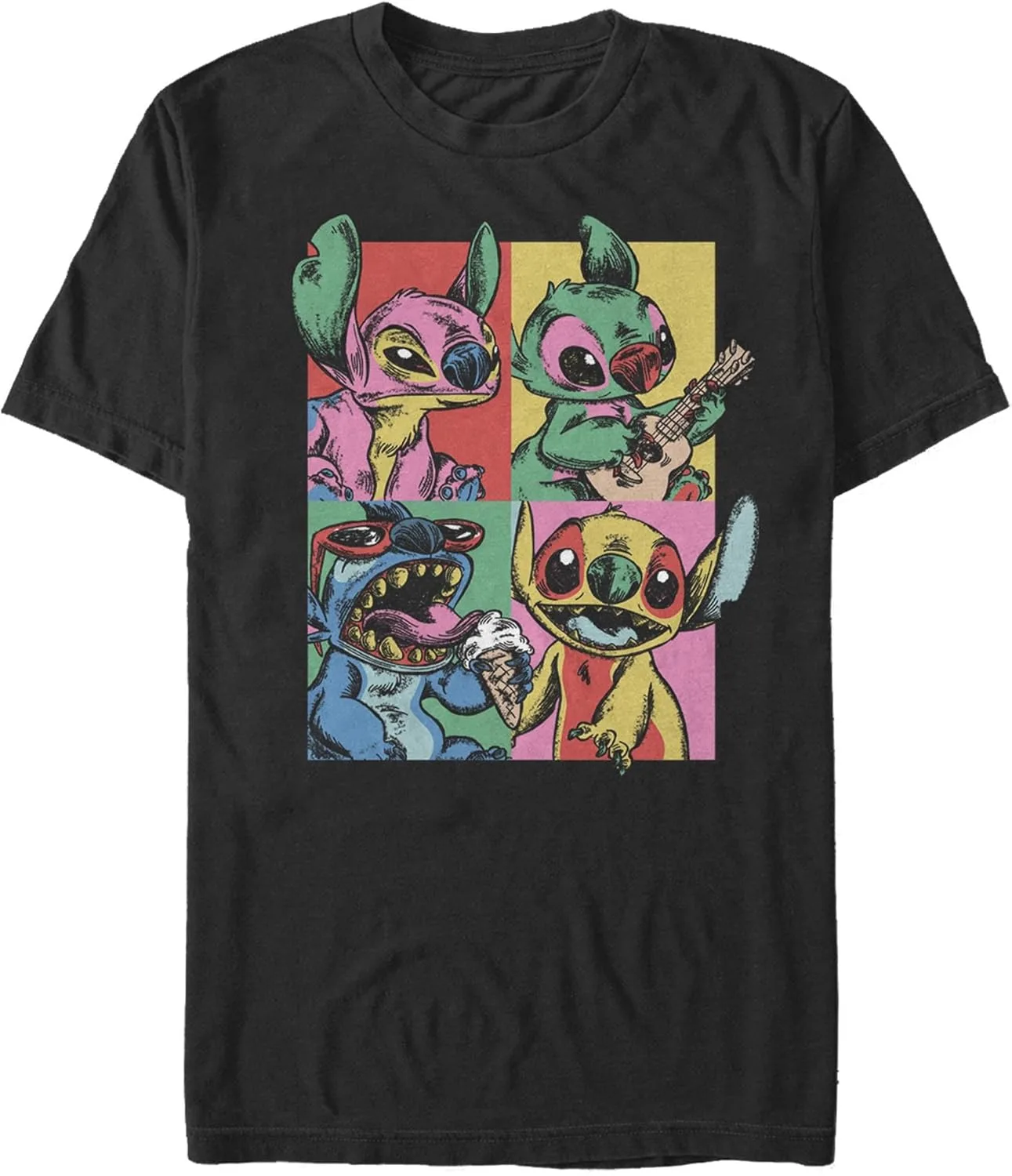 Disney mens Grunge Stitch T-Shirt