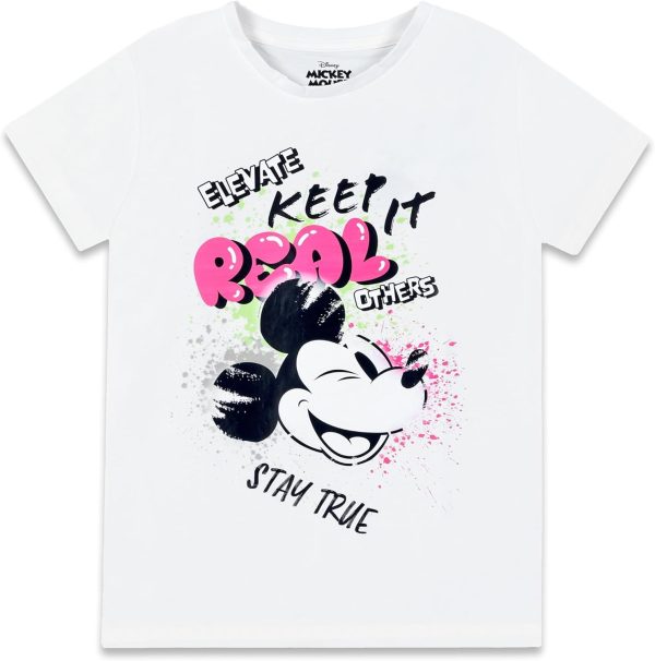 ⁦Disney Girls Disney Mickey Mouse Kids Girls Short Sleeves T-Shirt Western (pack of 1)⁩ - الصورة ⁦2⁩