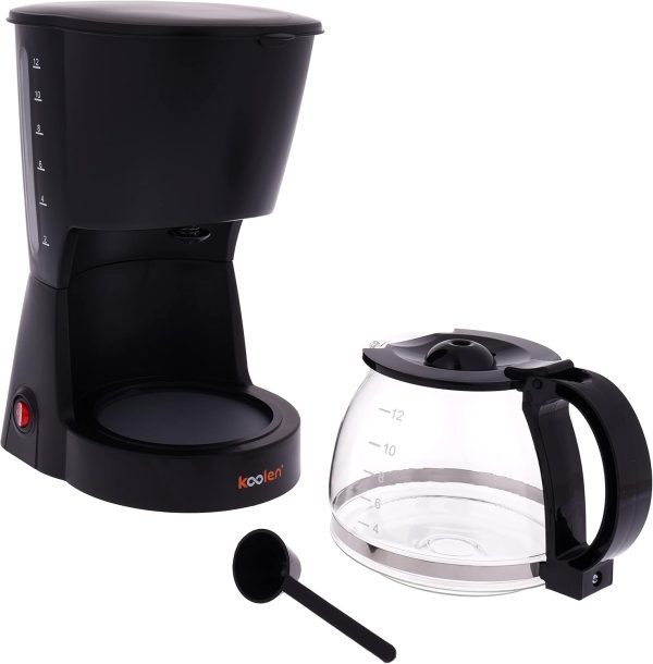 ⁦Koolen 750W Coffee Maker With Filter, 1 Litre Capacity, Black⁩ - الصورة ⁦2⁩