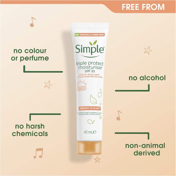 ⁦Simple Protect 'N' Glow SPF 30 For Glowing Skin Triple Protection Moisturiser Non-Chalky Vitamin C Face Cream 40 ml⁩ - الصورة ⁦6⁩