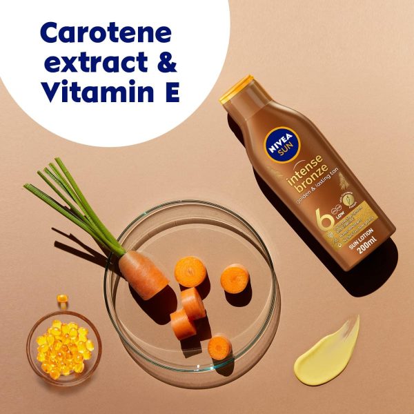 ⁦NIVEA SUN Tanning Lotion, Carotene, Vitamine E, SPF 6, 2 x 200ml⁩ - الصورة ⁦3⁩