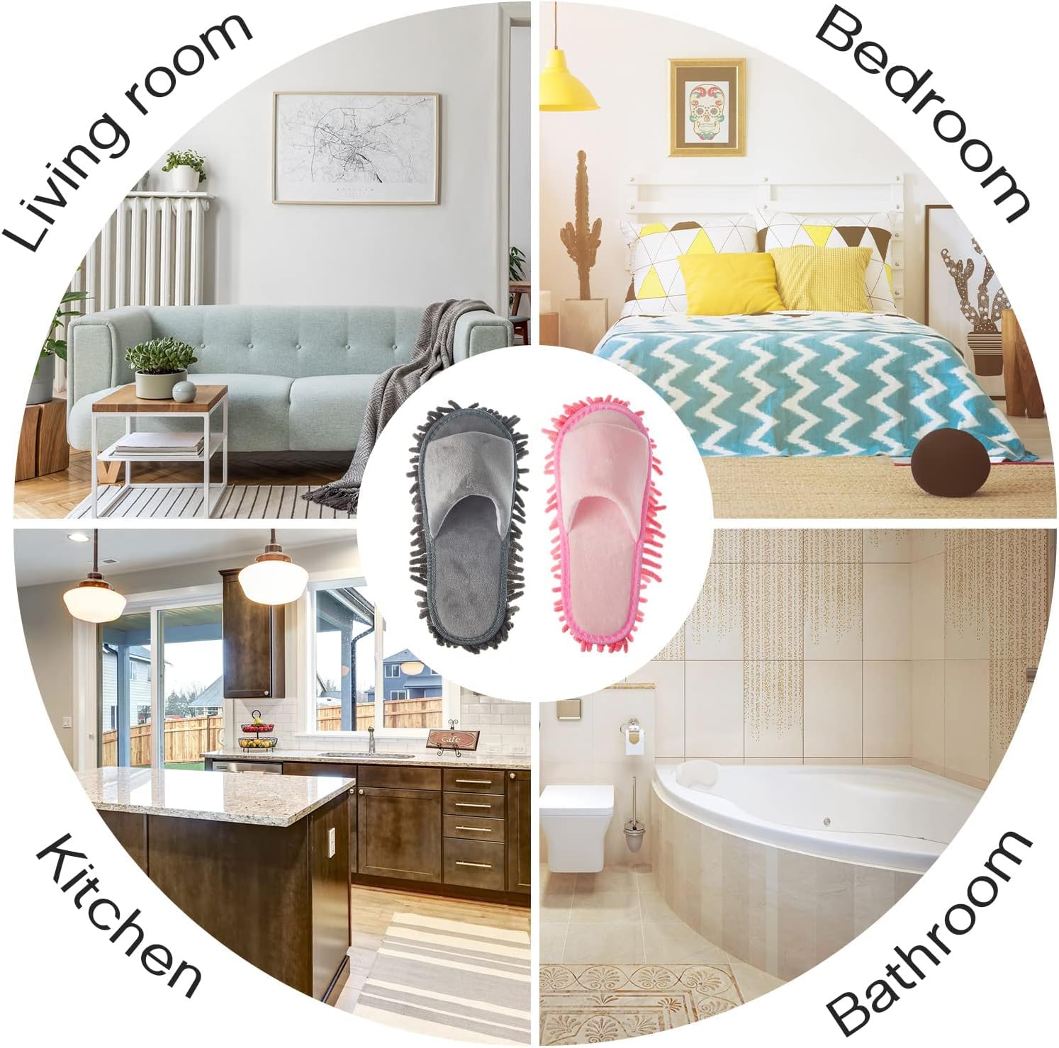 Cleaning Floor Slippers, SYOSI, 2 Pairs for Floor Cleaning Microfiber Mop Shoes Men and Women Washable Unisex Dusting Slippers (Grey and Pink, M) 7 Cleaning Floor Slippers, SYOSI, 2 Pairs for Floor Cleaning Microfiber Mop Shoes Men and Women Washable Unisex Dusting Slippers (Grey and Pink, M) - الصورة 7