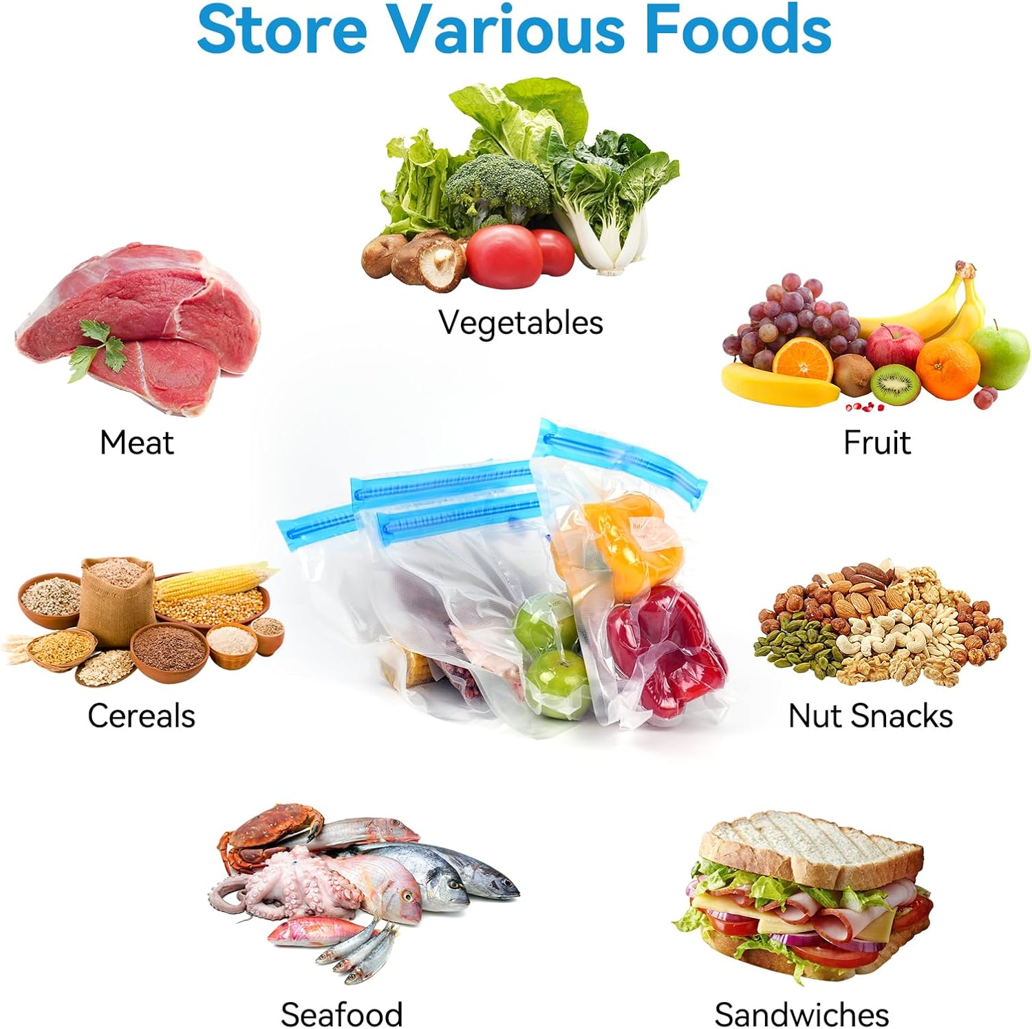 دبليو فاك فري اكياس اغلاق بتفريغ الهواء قابلة لاعادة الاستخدام لتخزين الطعام والطهي خالية من البيسفينول ايه مع مضخة ومشبكين اغلاق من سو فيد 15 قطعة 6 دبليو فاك فري اكياس اغلاق بتفريغ الهواء قابلة لاعادة الاستخدام لتخزين الطعام والطهي خالية من البيسفينول ايه مع مضخة ومشبكين اغلاق من سو فيد 15 قطعة - الصورة 6