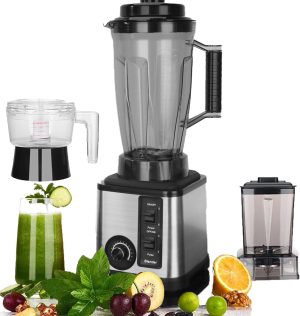 Linjie Blender, Multi-Function Blender,Food Processor With Chopper & Mill Attachment, For Kitchen - For Ice/Juice/Meat/Nuts