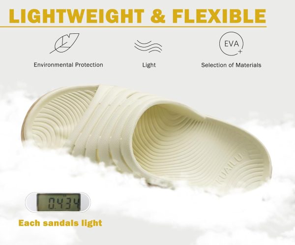 ⁦KuaiLu Womens Recovery Sandals Comfortable Plantar Fasciitis Arch Support Ladies Orthopedic Running Sport Slides Open Toe Slip On Thick Athletic Cushion Slippers Summer Beach Sandles Green 7⁩ - الصورة ⁦7⁩
