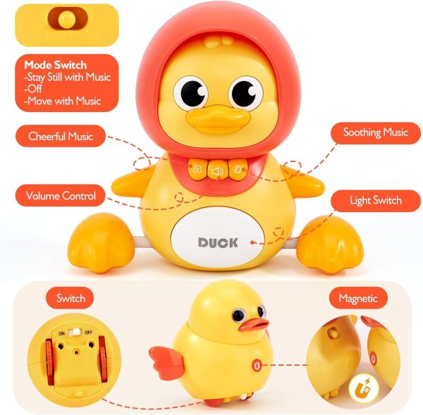⁦Crawling Baby Toys 6-12 Months, Musical Mother Duck and Ducklings Toy, Tummy Time Toys Moving Development Toy, for Girl Boy Shower Gifts (duckling)⁩ - الصورة ⁦6⁩