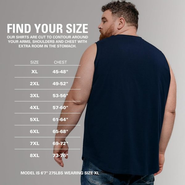⁦STRONGSIZE Big and Tall Men’s Muscle Tank Tops – Sleeveless Muscle Shirts for Men – Longer Length, Premium Stretch Cotton⁩ - الصورة ⁦4⁩