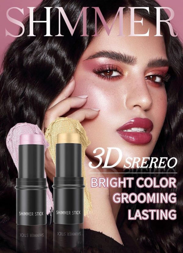 ⁦Moisturizing Highlighter Stick for Face, Creamy Luminizer for Cheeks & Lips, Natural Glow Makeup Stick with Hydrating Formula, Suitable for Mature Skin, Portable Twist-Up Design⁩ - الصورة ⁦8⁩