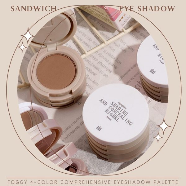 ⁦KASTWAVE 4 in 1 Color Matte Eyeshadow Palette, Matte Naked Eye Shadow with Eyeshadow Brush, Can Be Used for Contouring and Highlighting, High Pigmented, Naturing-Looking, Ultra-Blendable,Long Lasting⁩ - الصورة ⁦2⁩