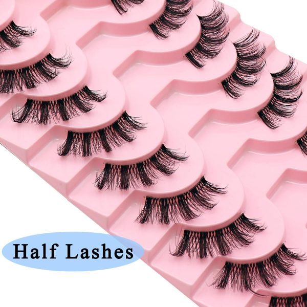 ⁦MAKINGTEC False Eyelashes - Half Lashes with Clear Band, Fluffy Volume, Soft 3D Wispy Lashes (10 Pairs)⁩ - الصورة ⁦4⁩