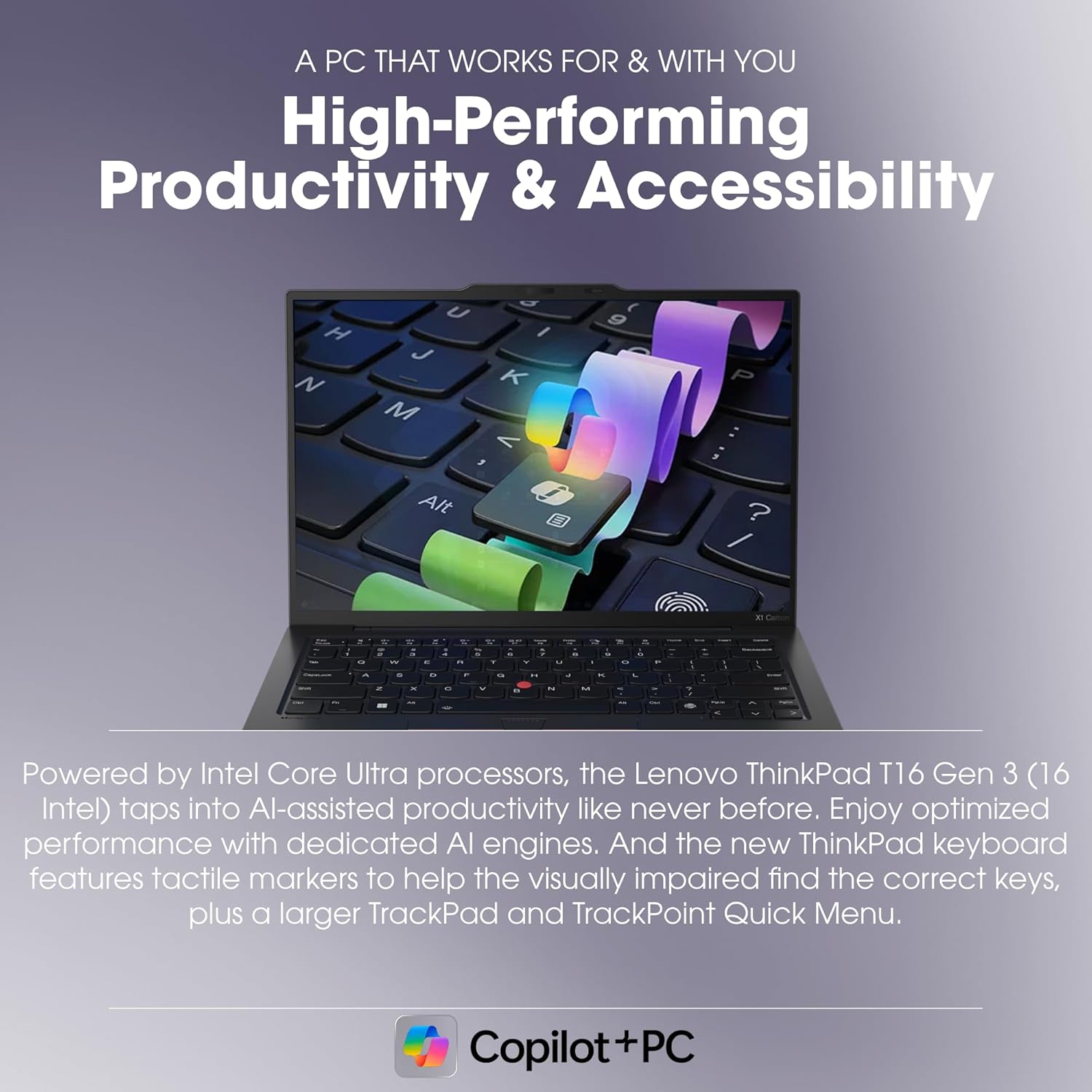 Lenovo ThinkPad T16 Gen 3 Business Laptop (16" FHD+, Intel 12-Core Ultra 5 125U (>i7-1355U), 16GB DDR5, 512GB SSD), 2X Thunderbolt 4, Fingerprint, Backlit, 5MP Webcam, Ethernet, Win 11 Pro, MAJ Deskp 3 Lenovo ThinkPad T16 Gen 3 Business Laptop (16" FHD+, Intel 12-Core Ultra 5 125U (>i7-1355U), 16GB DDR5, 512GB SSD), 2X Thunderbolt 4, Fingerprint, Backlit, 5MP Webcam, Ethernet, Win 11 Pro, MAJ Deskp - الصورة 3