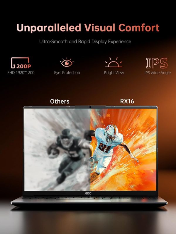 ⁦2025 AMD Laptop, 16.1 inch Laptop Computer with AMD Ryzen 7 7735HS Processor (8C/16T, up to 4.75GHz), 16GB DDR5 512GB NVMe SSD Laptop Computer, 16-inch FHD Display, WiFi 6, Backlit KB, Webcam,HDMI⁩ - الصورة ⁦5⁩