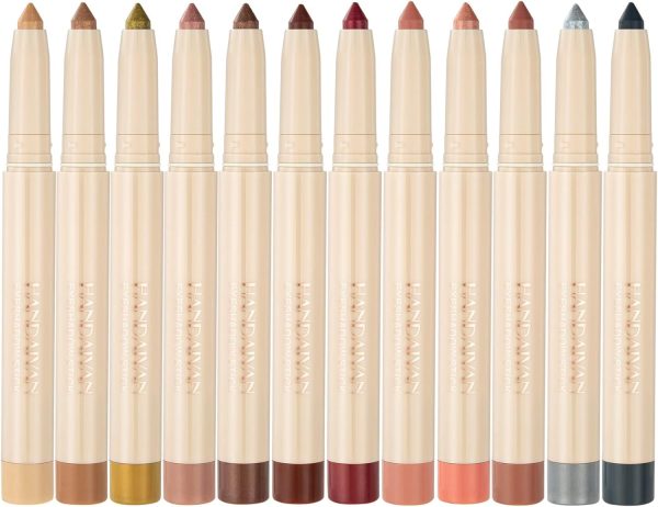 ⁦Excefore Eyeshadow Stick Colorful Set, Shimmer Glitter Pearl Cream EyeShadow Stick, Eyeshadow Crayon Shiny Colored Sticks, Eyeshadow Pen Eye Makeup Long Lasting Smooth Eye shadow Stick⁩ - الصورة ⁦2⁩