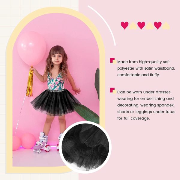 ⁦3Layered Tulle Tutu Skirt, Girl With Bow, Ballet Dress Up Kids Tutu Skirt⁩ - الصورة ⁦3⁩