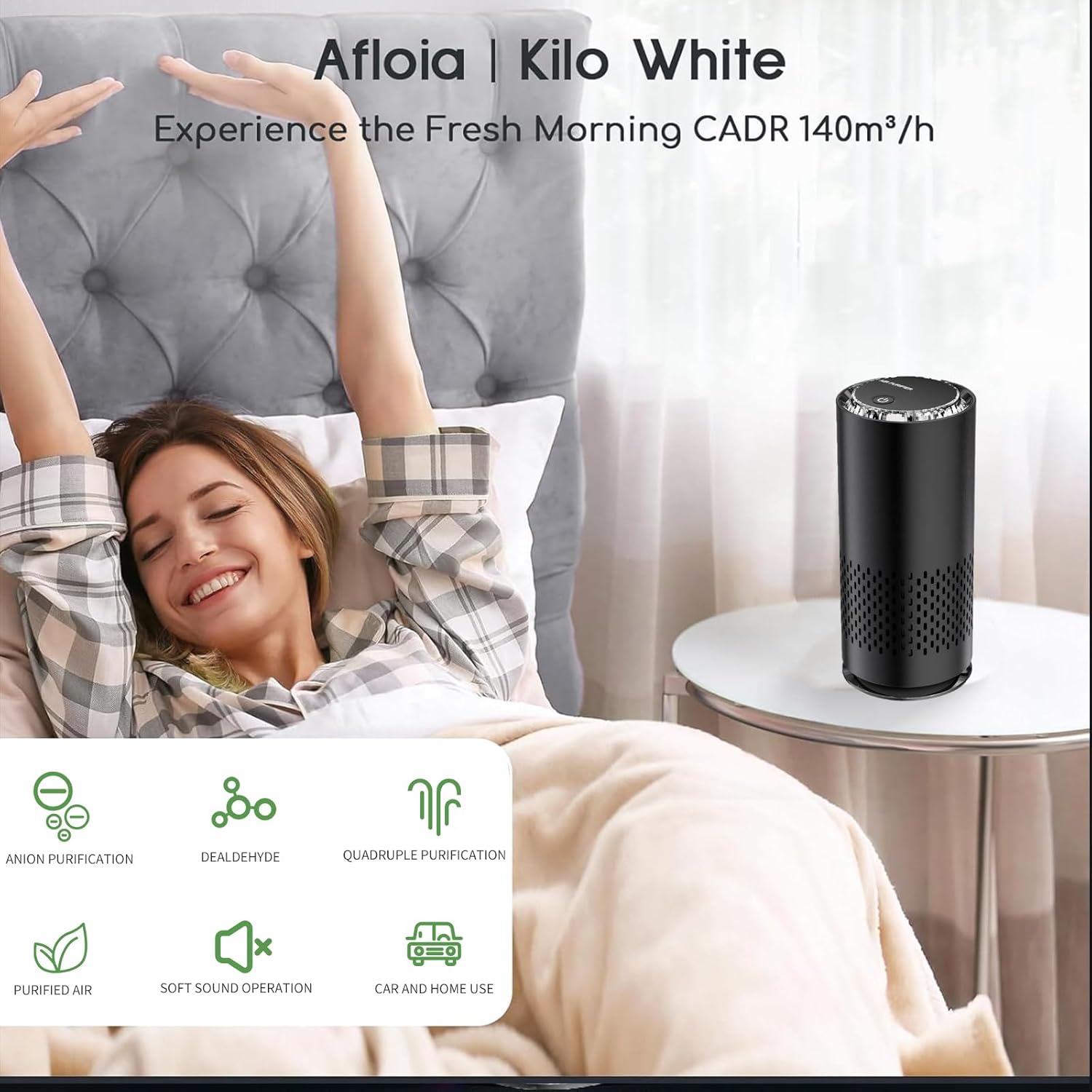 VorsiPro Portable Car Air Purifier, Air Filter with LED Night Light, Air Purifiers with usb Charge for Bedroom Home, Small Mini Air Purifier for Traveling Filter Cleans Air (Black) 4 VorsiPro Portable Car Air Purifier, Air Filter with LED Night Light, Air Purifiers with usb Charge for Bedroom Home, Small Mini Air Purifier for Traveling Filter Cleans Air (Black) - الصورة 4