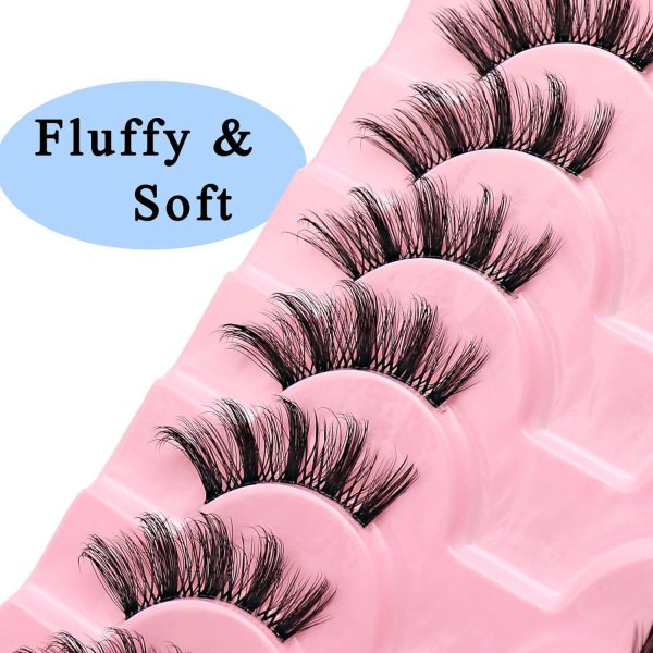 ⁦MAKINGTEC False Eyelashes - Half Lashes with Clear Band, Fluffy Volume, Soft 3D Wispy Lashes (10 Pairs)⁩ - الصورة ⁦3⁩