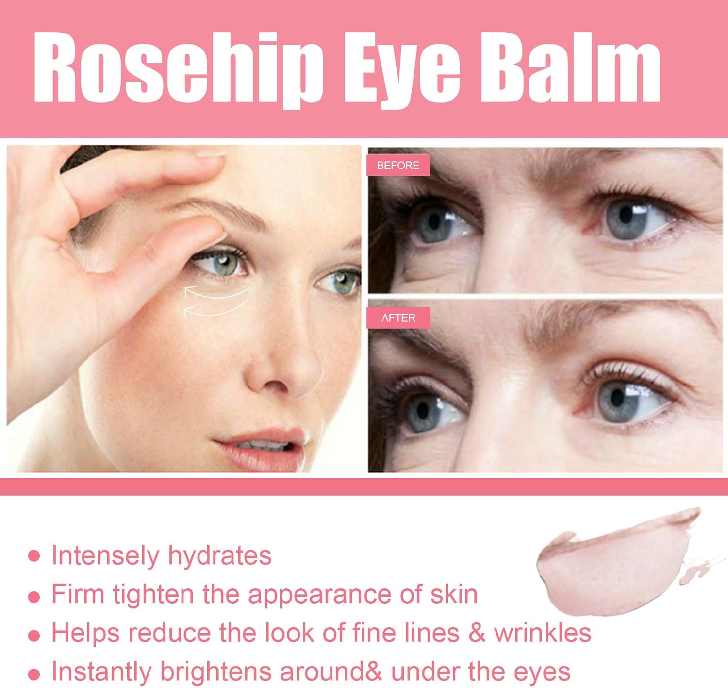 Lyaqbe Rosehip Eye Cream Stick,Brighten Eye Cream Stick,Hydrate and Moisturize Eyes Balm Stick,Reduce Fine Lines Under the Eyes,Daily Care 3 Lyaqbe Rosehip Eye Cream Stick,Brighten Eye Cream Stick,Hydrate and Moisturize Eyes Balm Stick,Reduce Fine Lines Under the Eyes,Daily Care - الصورة 3