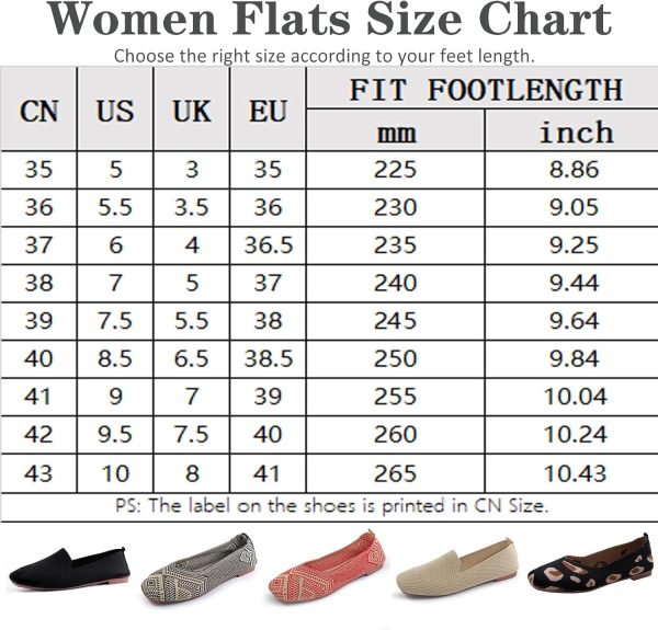 ⁦RVROVIC Women's Square Toe Knit Flats Shoes Casual Slip on Ballet Flats Comfortable Shoes for Women⁩ - الصورة ⁦7⁩