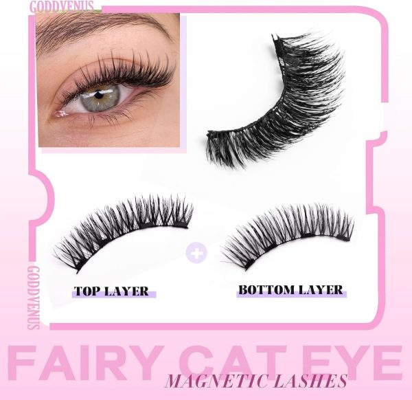 ⁦Magnetic Eyelashes,Natural Look Reusable Magnetic Eyelashes No Glue Needed,Eyelash Extension Tool,Upper and Lower Eyelash Combo Set Easy to Wear and Remove (CT04-2)⁩ - الصورة ⁦3⁩