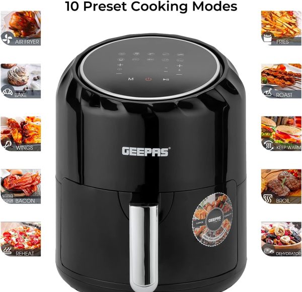 ⁦Geepas GAF37512 1350W Digital Air Fryer, 3.2 Liter Capacity, Black⁩ - الصورة ⁦4⁩
