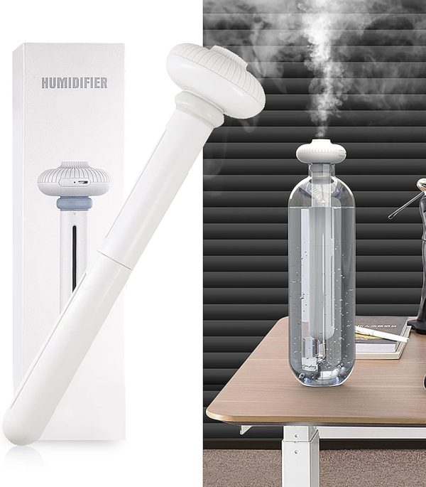 ⁦TERRIFI Mini Portable Humidifier for Car, Small USB Personal Humidifiers with Ultra Quiet, Container Diversity, Auto Shut Off, Tiny Travel Easy Use Humidifier for Plants, Car, Office, Hotel - White⁩ - الصورة ⁦7⁩