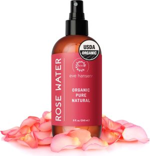 (240ml) - Eve Hansen Organic Rose Water Spray for Face HUGE 240ml Moroccan Rosewater Face Toner and Makeup Setting Spray Soothing Neck and Face Mist to Reduce Eye Puffiness, Dark Circles and Redness