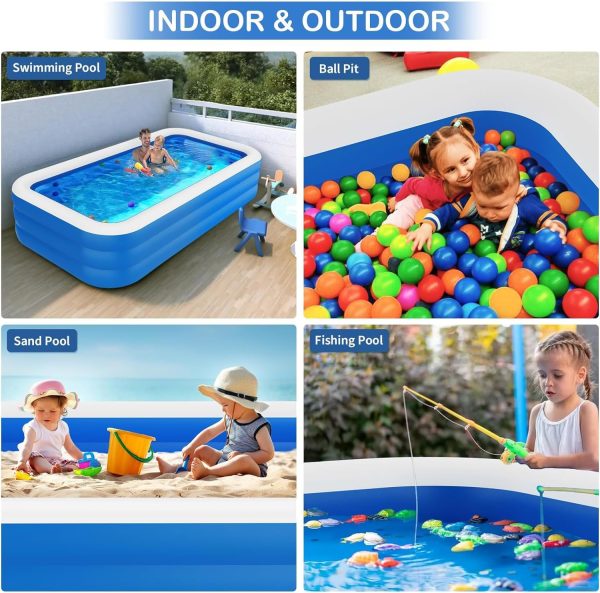 ⁦HI-FINE Inflatable Swimming Pool, Kiddie Pools for Kids, 59 x 42 x 22 inch Swimming Pool for Outdoors, Backyard⁩ - الصورة ⁦5⁩