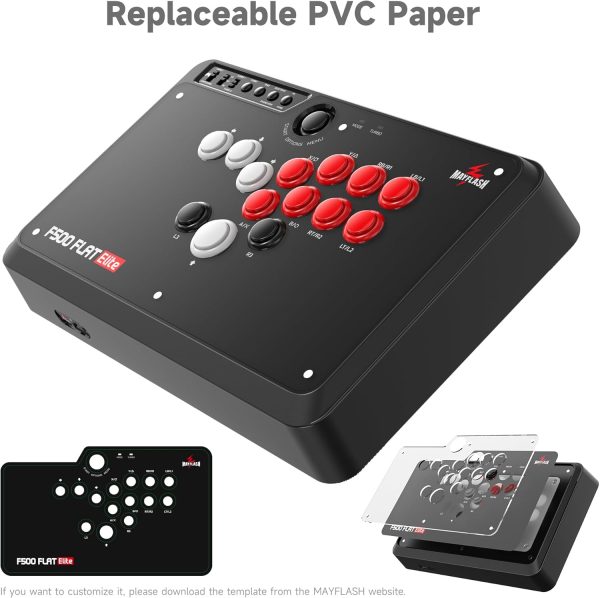 ⁦MAYFLASH F500 FLAT Elite Fight Stick All Button Arcade Leverless Controller with Sanwa OBSF buttons for PS4, PC, Xbox Series S/X, Switch, Steam Deck, macOS, Android, Raspberry Pi and more⁩ - الصورة ⁦8⁩