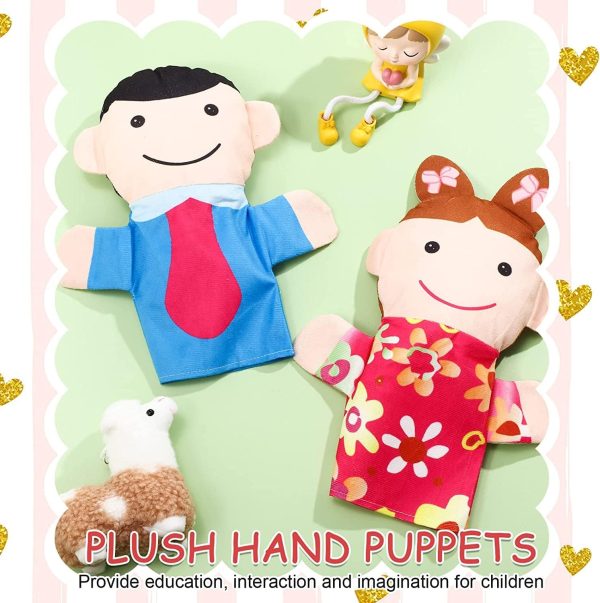 ⁦XICEN 6 Pcs Family Style Hand Puppets Soft Plush Puppets Family Members Hand Puppets Cute Toys for Teachers Parents Shows Story Time Playtime Schools, Grandparents, Mom, Dad, Brother, Sister⁩ - الصورة ⁦4⁩