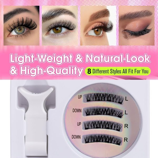 ⁦Magnetic Eyelashes,Natural Look Reusable Magnetic Eyelashes No Glue Needed,Eyelash Extension Tool,Upper and Lower Eyelash Combo Set Easy to Wear and Remove (CT04-2)⁩ - الصورة ⁦8⁩