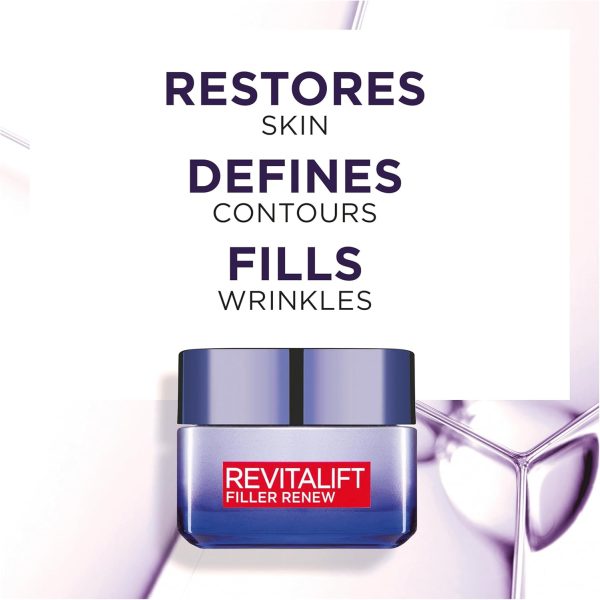 ⁦L’Oréal Paris Revitalift Filler Replumping Anti-Ageing Night Cream, Smooth Wrinkles, Moisturise, and Replumps Skin with Micro and Micro-Epidermic Hyaluronic Acid, 50ml⁩ - الصورة ⁦2⁩