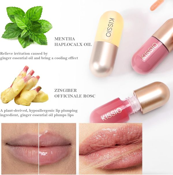 ⁦KISSIO Lip Plumper,Color Lip Plumper Gloss,Lip Enhancer,Plant Extracts Plumping Lip Serum,Moisturizing Lip Gloss for Fuller Lips and Hydrated Beauty Lips 5.5ml,05 Dogwood⁩ - الصورة ⁦3⁩