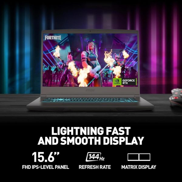 ⁦MSI 15.6" 144Hz FHD Thin Bezel IPS Gaming Laptop, AMD Ryzen 5 7535HS, NVIDIA GeForce RTX 4060, 16GB DDR5, 1TB NVMe SSD, Backlit Keyboard, WiFi 6E, Windows 11, Cosmos Gray, EAT Laptop Foldable Stand⁩ - الصورة ⁦4⁩