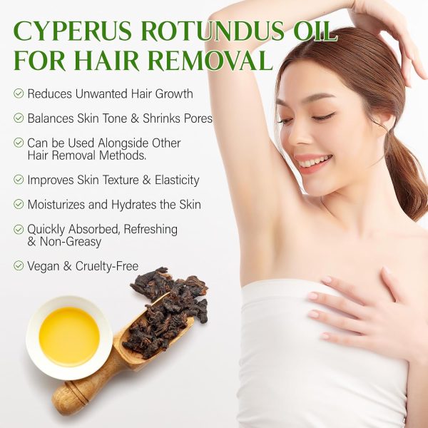 ⁦GOGIFTGO Cyperus Rotundus Oil,Cyperus Oil,Cyprus Rotundus Oil for Hair Removal,Cyperus Oil Natural, Soothing and gentle,Reducing Body Hair Growth,Smooth Skin & Hair Removal,60ml⁩ - الصورة ⁦4⁩