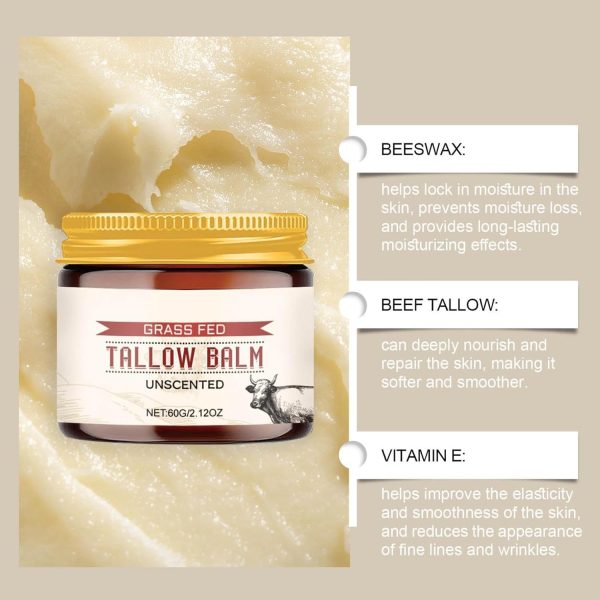 ⁦Range Beef Tallow Moisturizer, Primalrange Tallow Skin Care for Men and Women, Nourishing and Hydrating Body Balm, Grass Fed Beef Tallow For Skin, Natural Beauty of Beef Tallow Moisturiser, 1 Jar⁩ - الصورة ⁦3⁩