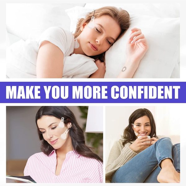 ⁦60 Pieces Face Lift Tapes Face Lifting Patch Invisible V-line Face lift Sticker Neck and Eye makeup Lift strips Waterproof Elasticity Double Chin Lift Patch with 4 Pieces Lifting Ropes for Women Girls⁩ - الصورة ⁦8⁩