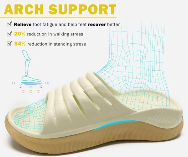 ⁦KuaiLu Womens Recovery Sandals Comfortable Plantar Fasciitis Arch Support Ladies Orthopedic Running Sport Slides Open Toe Slip On Thick Athletic Cushion Slippers Summer Beach Sandles Green 7⁩ - الصورة ⁦3⁩