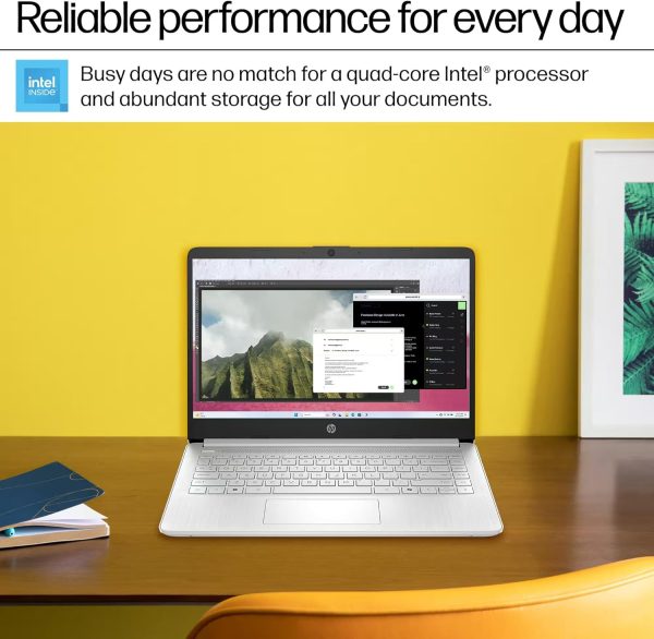 ⁦HP 14 Laptop Student Computer - New Version, Intel N150 Processor, 1-Year Microsoft 365, Windows 11 Pro, Copilot AI, Long Battery, 16GB RAM, 128GB UFS+256GB Micro SD, Sliver⁩ - الصورة ⁦5⁩