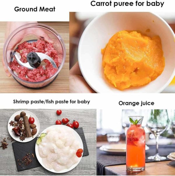 ⁦4 in 1 Hand Blender, 500W Stainless Steel Food Chopper, 2-Speed ​​Immersion Handheld Stick with 500ml Chopper, Egg Beater, Mixer, 700ml Measuring Cup for Baby Food, Smoothies, Puree⁩ - الصورة ⁦7⁩
