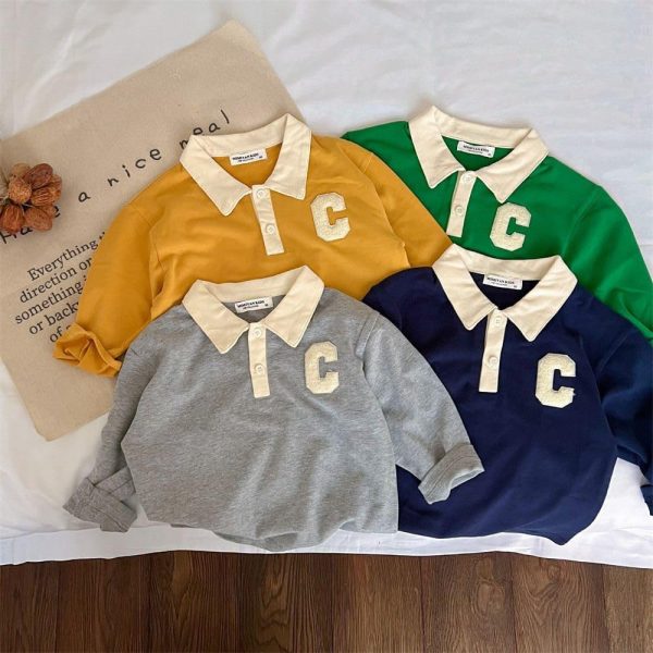 ⁦L&Wen Boys Long Sleeve Polo Shirt⁩ - الصورة ⁦4⁩