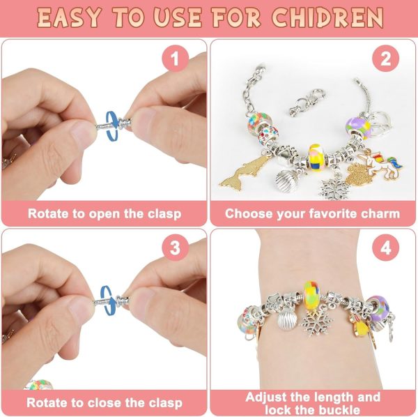 ⁦Bracelet Making Kits for Kids 68PCS,Silver Process Charms Bracelets Maker Kit for Girls, Beads for Kids' Pendant, Braclet and Necklace with Jewelry Orgnizer and Gift Bag,Gift for Gilrs 5-12 Years⁩ - الصورة ⁦4⁩